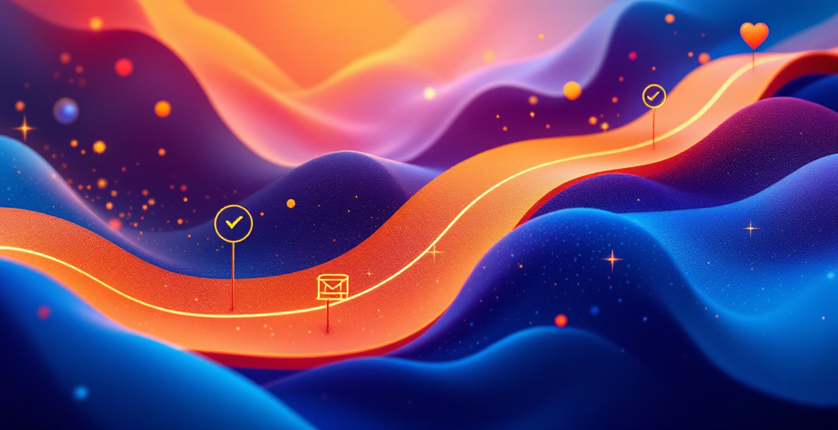 Illustration of the four core stages of a customer journey map: awareness, consideration, decision, and retention
