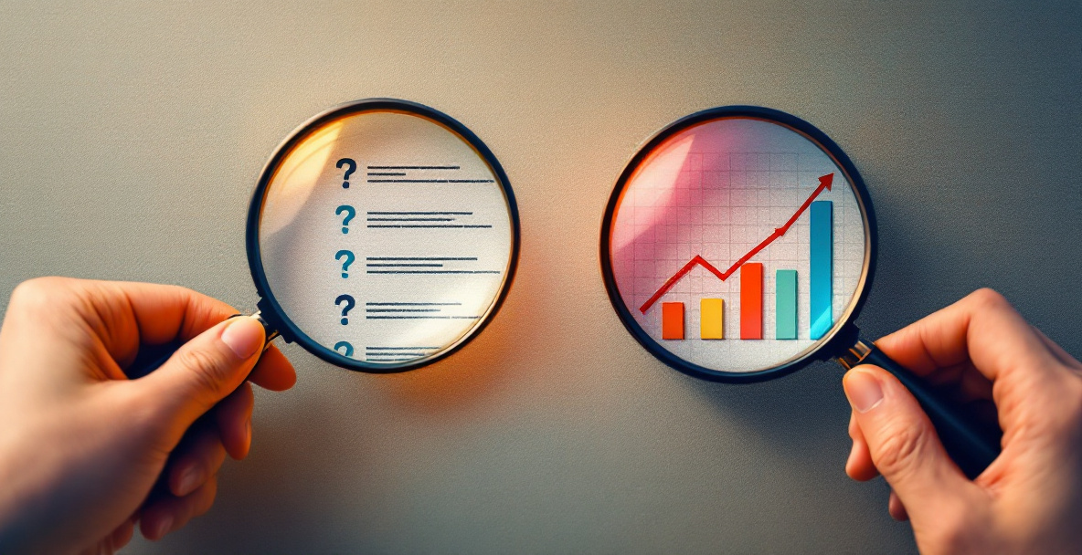 Illustration showing the difference between keyword research and rank tracking as two separate processes