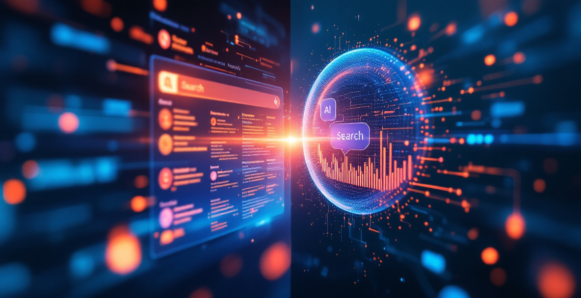 Conceptual image showing how website structure affects both traditional SEO and AI-driven answer engine visibility