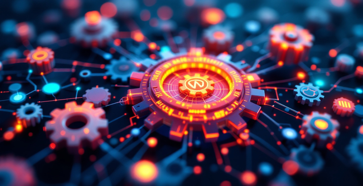 Interconnected gears symbolizing content, funnel, and CRM working together as one marketing system