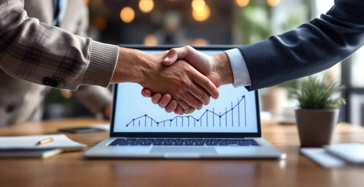 Small business owner meeting with an SEO partner to discuss transparency, reporting, and strategy before signing a contract