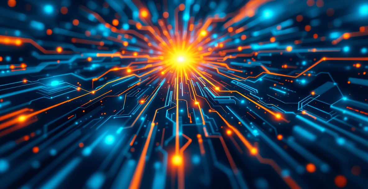 Abstract illustration of connected pathways leading to a focal point, representing the key structural elements of a high-converting small business website design