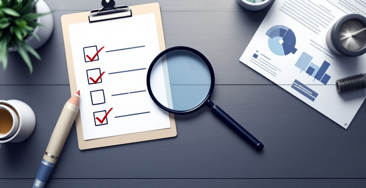 Visual checklist representing the steps of a technical SEO audit, including crawlability, indexation, and Core Web Vitals checks