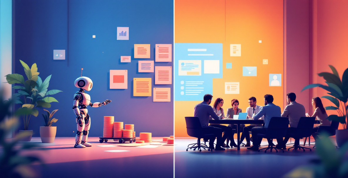 Visual comparison between an AI SEO tool and a traditional agency team for managing local search visibility