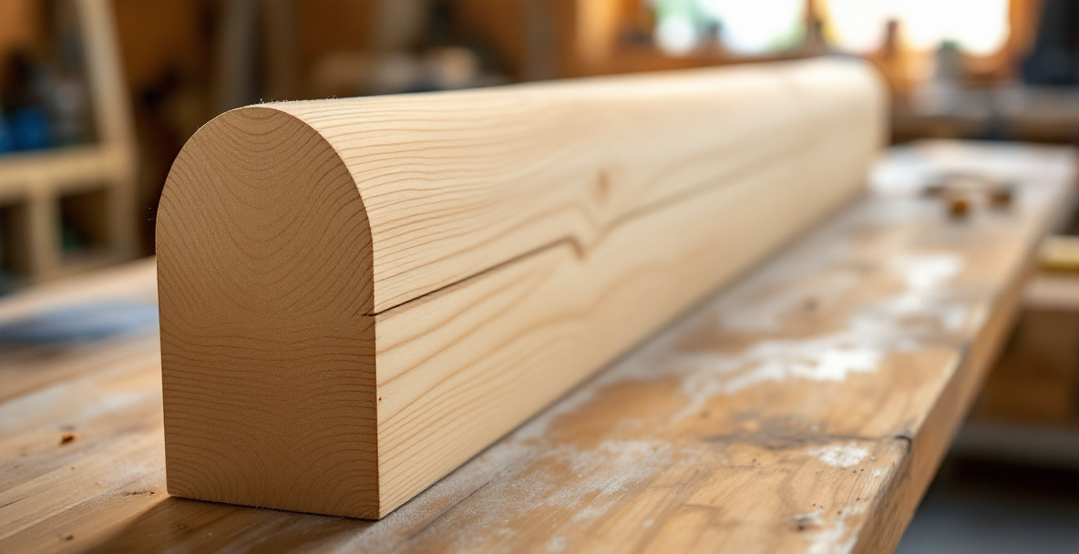Sanded wooden crib rail with rounded edges ready for a food-safe finish