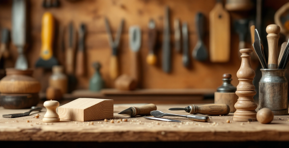 A minimal set of secondhand hand tools next to a small first woodworking project, illustrating a beginner-friendly approach