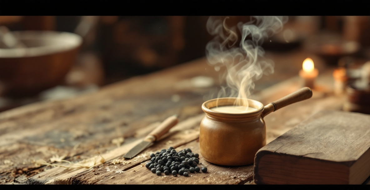 Traditional hide glue being warmed for use in antique furniture veneer repair