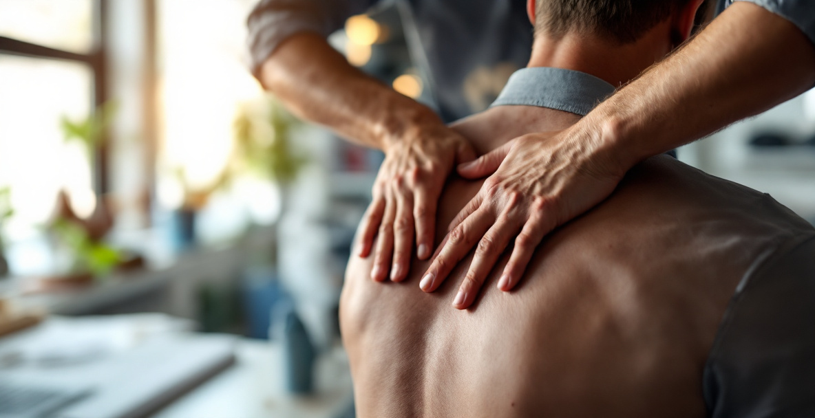 Chiropractor reviewing SEO for chiropractors strategy on a laptop in a clinic office